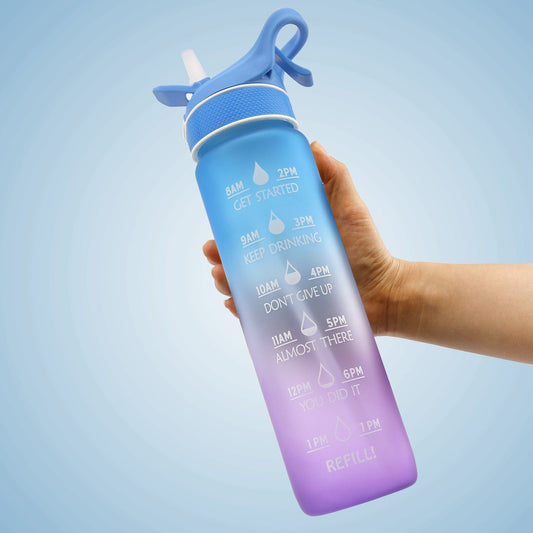 Bouteille d’eau gradient 1L avec paille – Style givré & portable | Quadize - Quadize