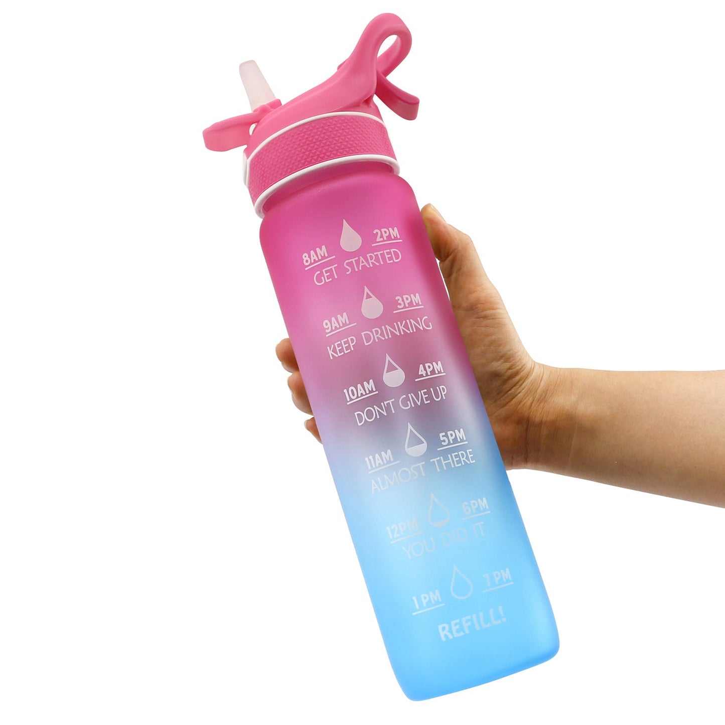 Bouteille d’eau gradient 1L avec paille – Style givré & portable | Quadize - Quadize