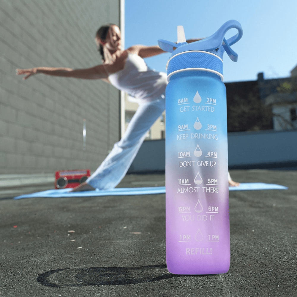 Bouteille d’eau gradient 1L avec paille – Style givré & portable | Quadize - Quadize