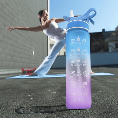 Bouteille d’eau gradient 1L avec paille – Style givré & portable | Quadize - Quadize